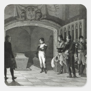 Napoleon, der vor dem Grab meditiert Quadratischer Aufkleber