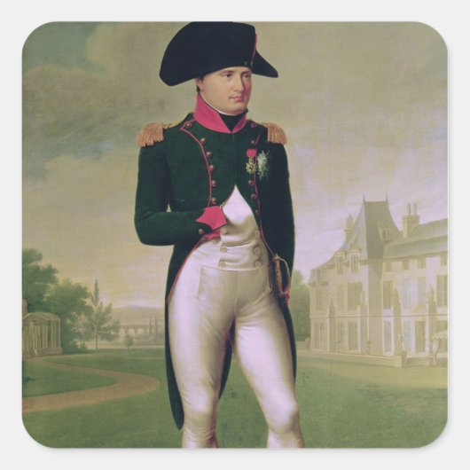 Napoleon I vor dem Schloss von Malmaison Quadratischer Aufkleber (Vorderseite)