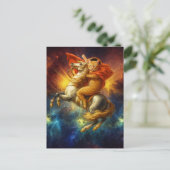 Napoleon Katze reitet Pferd durch die Galaxie Postkarte (Stehend Vorderseite)