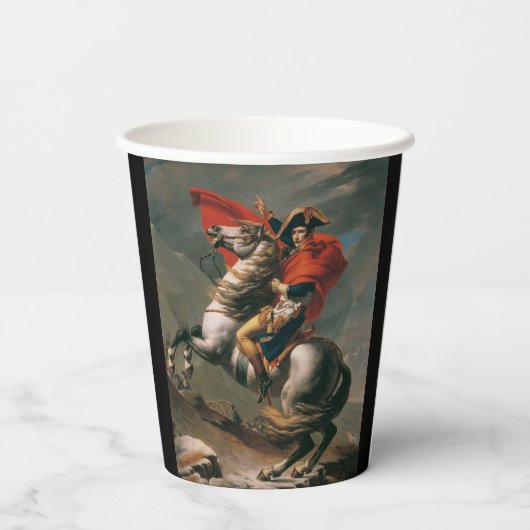 Napoleon mit Pferd, Schlacht am St. Bernard-Pass Pappbecher (Rückseite)