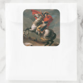 Napoleon mit Pferd, Schlacht am St. Bernard-Pass Quadratischer Aufkleber (Tasche)