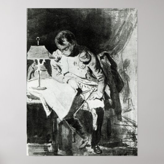 Napoleon studierte seine Karten anhand von Lampenl Poster (Vorne)