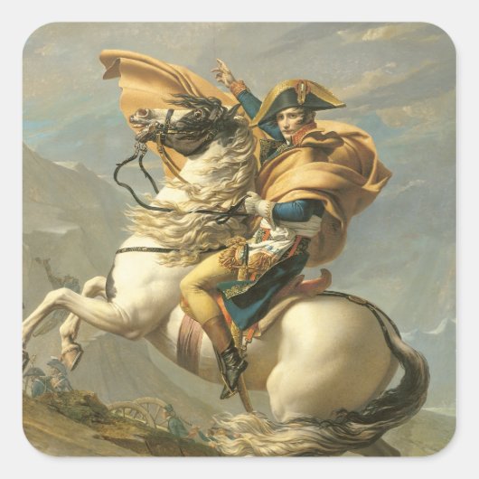 Napoleon über die Alpen am St. Bernard Quadratischer Aufkleber (Vorderseite)