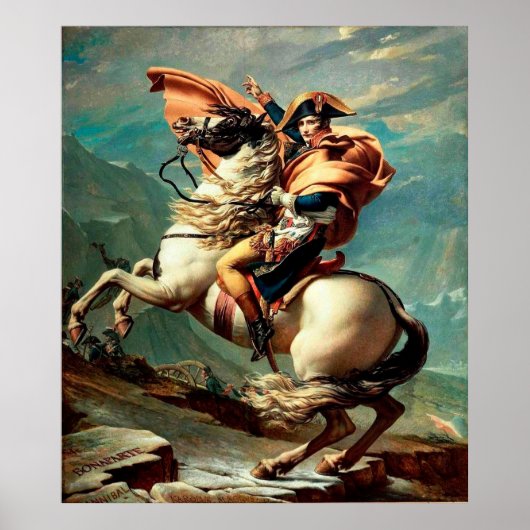 Napoleon über die Alpen von Jacques-Louis David Poster (Vorne)