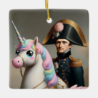 Napoleon und Kawaii Unicorn Keramikornament