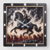 Napoleonic Cavalry Mount Dashing Quadratische Wanduhr (Vorderseite)