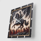 Napoleonic Cavalry Mount Dashing Quadratische Wanduhr (Winkel)