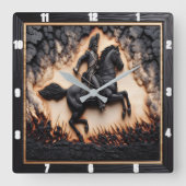 Napoleonic Cavalry Stallion Anklage Quadratische Wanduhr (Vorderseite)