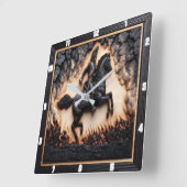 Napoleonic Cavalry Stallion Anklage Quadratische Wanduhr (Winkel)