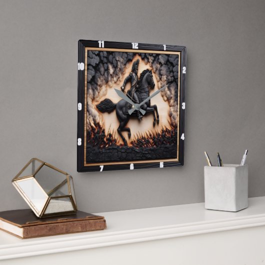 Napoleonic Cavalry Stallion Anklage Quadratische Wanduhr (Büro)