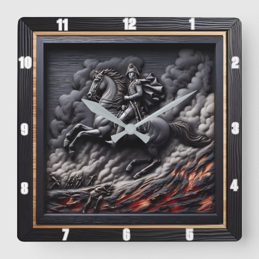 Napoleonic Cavalry Steed Racing Quadratische Wanduhr (Vorderseite)