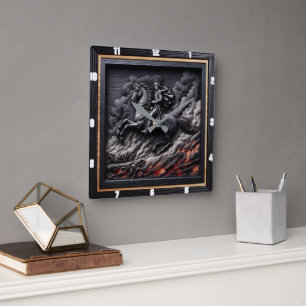 Napoleonic Cavalry Steed Racing Quadratische Wanduhr