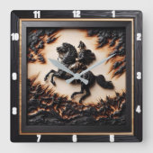 Napoleonische Kavallerie Sprinter Quadratische Wanduhr (Vorderseite)