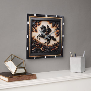 Napoleonische Kavallerie Sprinter Quadratische Wanduhr