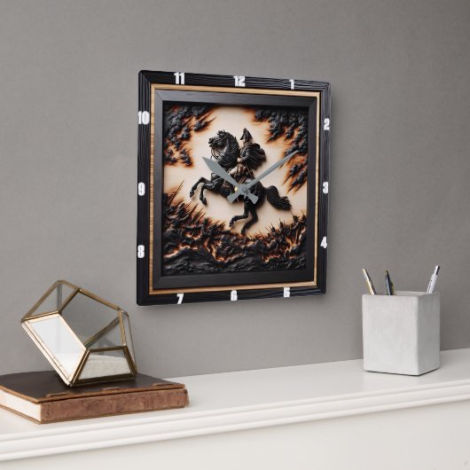 Napoleonische Kavallerie Sprinter Quadratische Wanduhr (Büro)