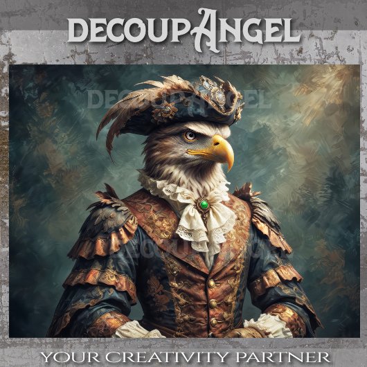 Napoleonischer Adler in Uniform - Decoupage- Seidenpapier