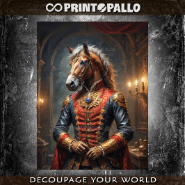 Napoleonisches Militär mit edlem Pferd Seidenpapier