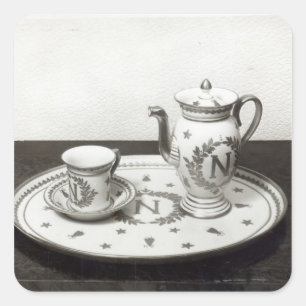 Napoleons Kaffee-Set Quadratischer Aufkleber