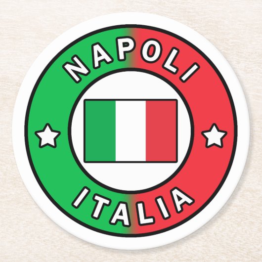Napoli Italia Runder Pappuntersetzer (Vorderseite)