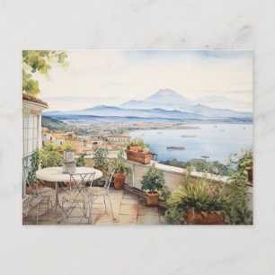Napoli Ruhe: Digitale Aquarell-Kunstdrucke Postkarte