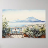 Napoli Serenity: Kunstdrucke digitaler Wasserfarbe Poster (Vorne)