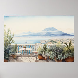 Napoli Serenity: Kunstdrucke digitaler Wasserfarbe Poster