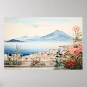 Napoli Serenity: Kunstdrucke digitaler Wasserfarbe Poster (Vorne)