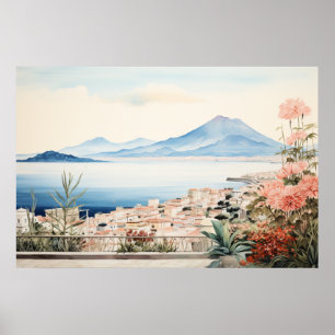 Napoli Serenity: Kunstdrucke digitaler Wasserfarbe Poster