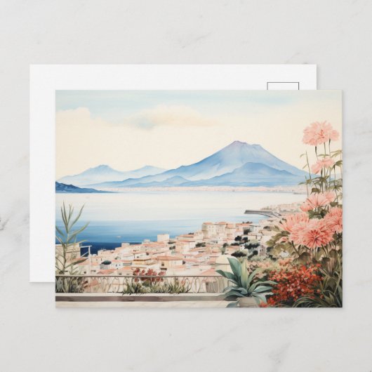 Napoli Serenity: Kunstdrucke digitaler Wasserfarbe Postkarte (Vorne/Hinten)