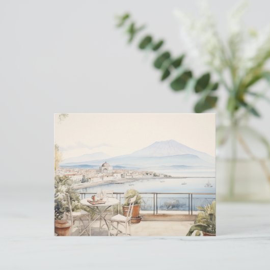 Napoli Serenity: Kunstdrucke digitaler Wasserfarbe Postkarte (Stehend Vorderseite)