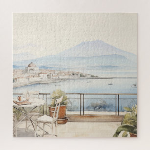 Napoli Serenity: Kunstdrucke digitaler Wasserfarbe Puzzle