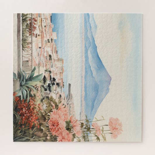 Napoli Serenity: Kunstdrucke digitaler Wasserfarbe Puzzle (Horizontal)