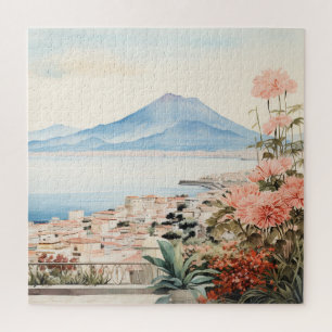 Napoli Serenity: Kunstdrucke digitaler Wasserfarbe Puzzle