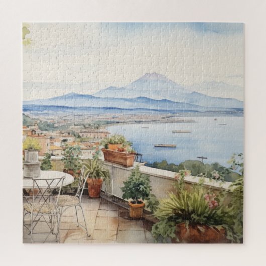 Napoli Serenity: Kunstdrucke digitaler Wasserfarbe Puzzle (Vertikal)