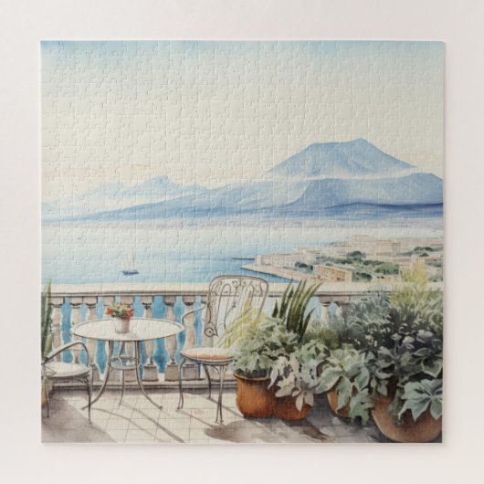 Napoli Serenity: Kunstdrucke digitaler Wasserfarbe Puzzle (Vertikal)
