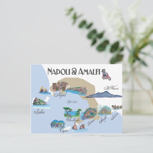 Napoli und Amalfi-Küste in Italien Postkarte (Stehend Vorderseite)