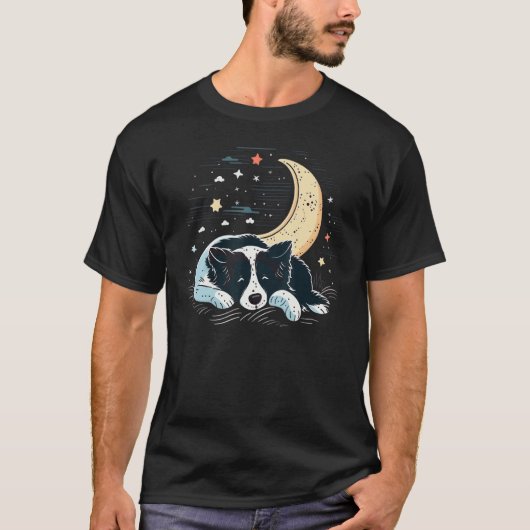 Napping Border Collie pajama on Border Collie Slee T-Shirt (Vorderseite)