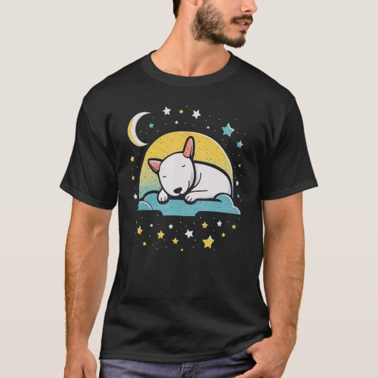 Napping Bull Terrier pajama auf Bull Terrier Sleep T-Shirt (Vorderseite)