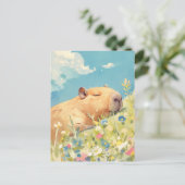 Napping Capybara in Colorful Wildflower Meadow Postkarte (Stehend Vorderseite)