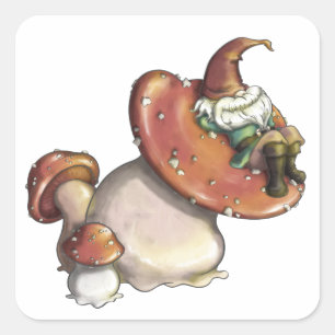 Napping Gnome Quadratischer Aufkleber