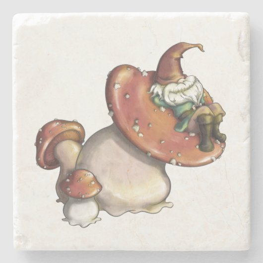 Napping Gnome Steinuntersetzer (Vorderseite)