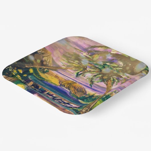 Napping in Key West Fun and Casual Pappteller (Gewinkelt)