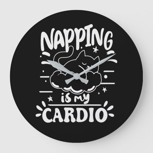 Napping ist mein einfaches, lustiges Katzen-Design Große Wanduhr (Vorderseite)