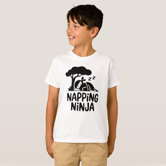 Napping Ninja Niedliche Schlaflosigkeit Ninja Art  T-Shirt (Vorne ganz)