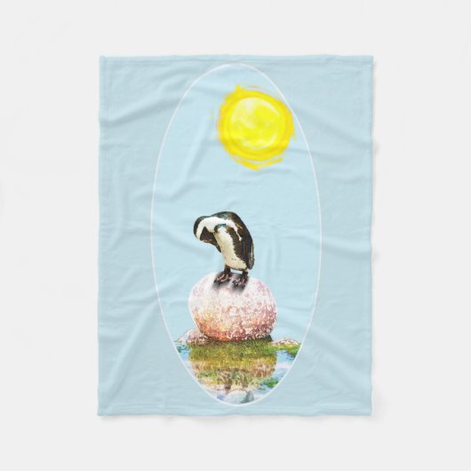 Napping Pinguin in der Sonne Fleecedecke (Vorderseite)