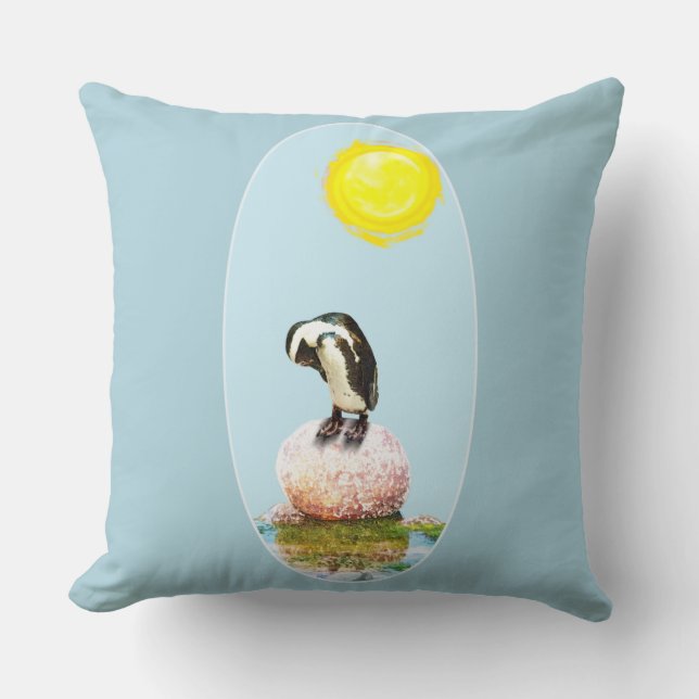 Napping Pinguin in der Sonne Kissen (Vorderseite)