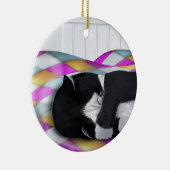 Napping Tuxedo Cat Keramik Ornament (Rechts)