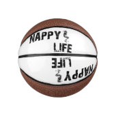 Nappy Life Mini Basketball mit schwarzem Logo. (Vorderseite)