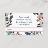 Nappy Raffle Dusty Pink Navy Blue Baby Dusche Begleitkarte (Rückseite)