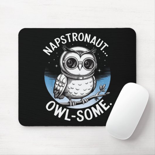 Napstronaut Owl Some Funny Space Cute Owl Mousepad (Mit Mouse)